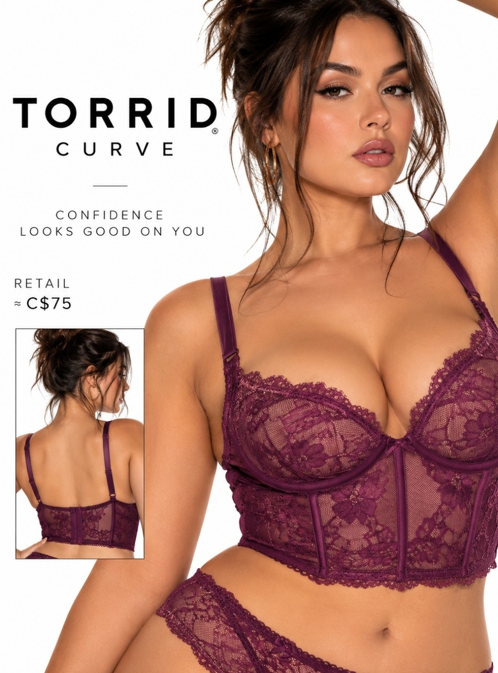 Torrid 4X Plus Size Floral Lace Bra in Purple Size 4 Like New Romantic Lingerie